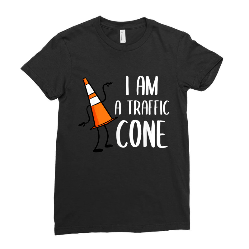 I Am A Traffic Cone Orange Lazy Easy Costumes Halloween Ladies Fitted T-Shirt by Hulk | Artistshot