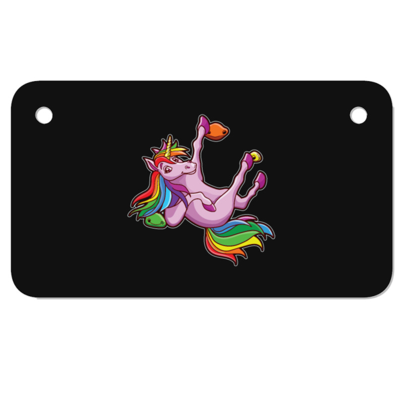 Funny Unicorn Rock Climbing Bouldering Rainbow Motorcycle License Plate | Artistshot