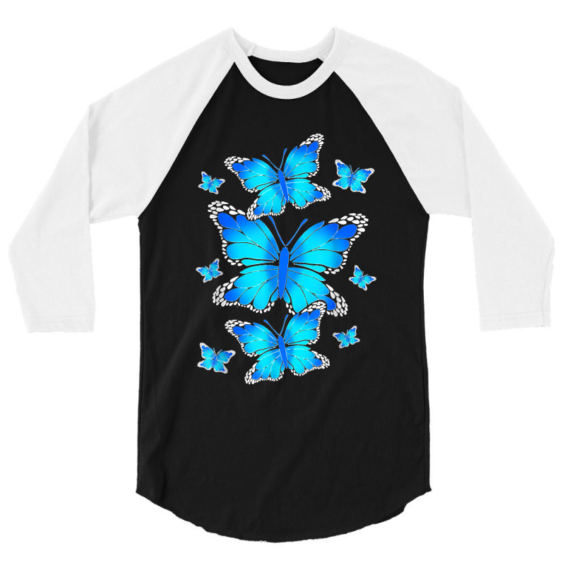 Majestic Butterfly   Blue Butterflies Morpho T Shirt 3/4 Sleeve Shirt by SteveMartindale | Artistshot