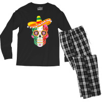 Fiesta Sugar Skull Rose Calavera Mexican Flag Cinco De Mayo T Shirt Co Men's Long Sleeve Pajama Set | Artistshot