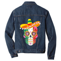 Fiesta Sugar Skull Rose Calavera Mexican Flag Cinco De Mayo T Shirt Co Men Denim Jacket | Artistshot