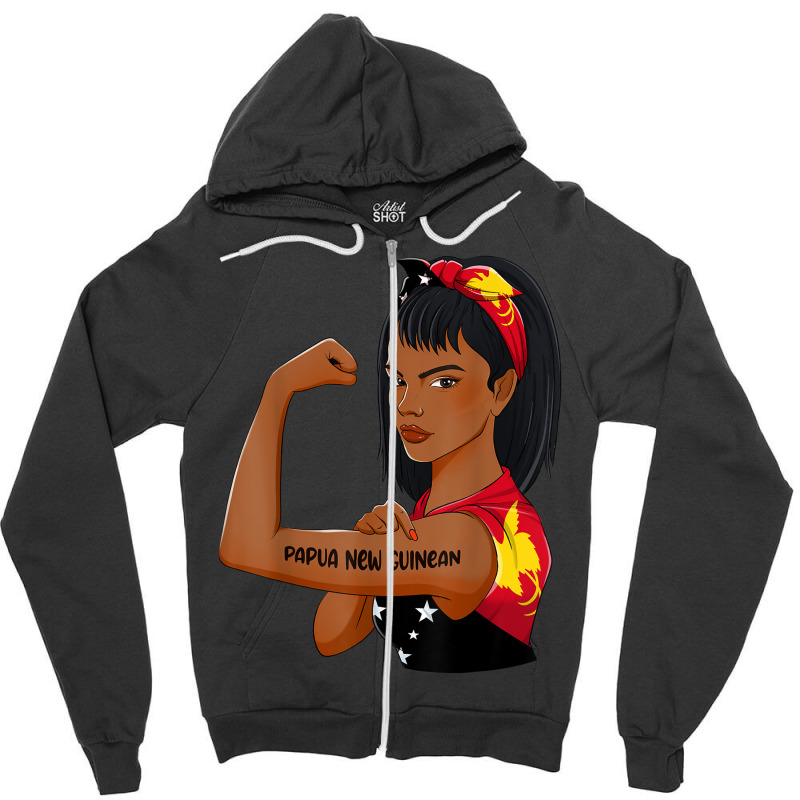 Messy Bun Black Girl Papua New Guinea Flag Papua New Guinean Zipper Hoodie | Artistshot