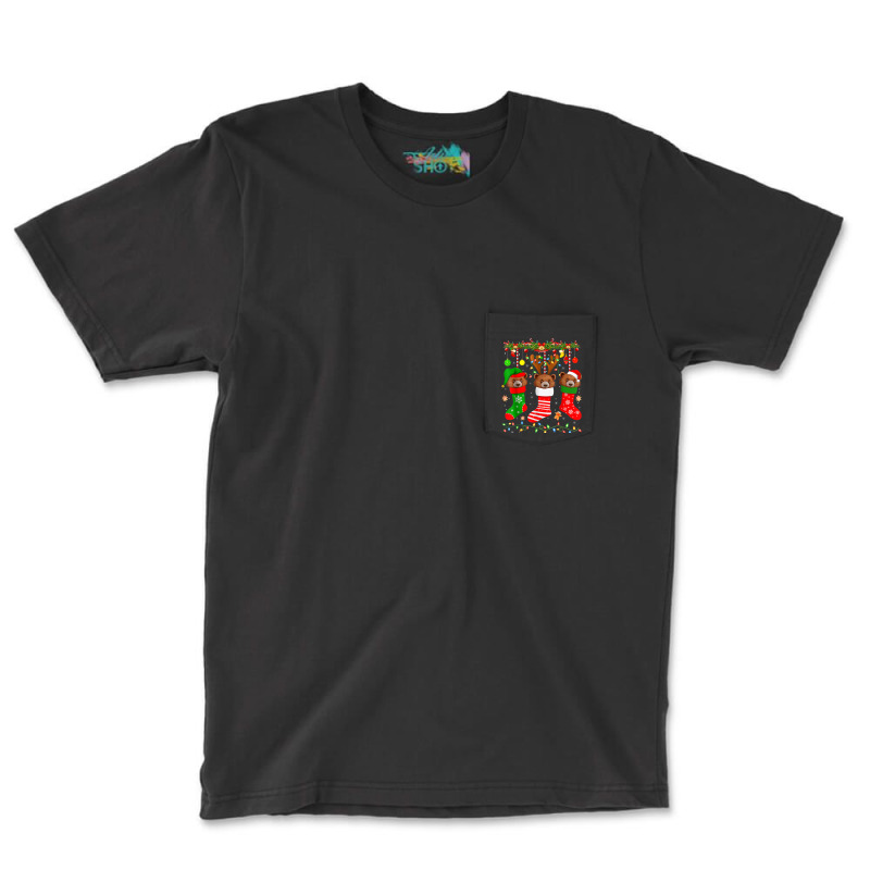 Mongoose In Christmas Socks Lights Mongoose Xmas Pocket T-Shirt by BooBug | Artistshot