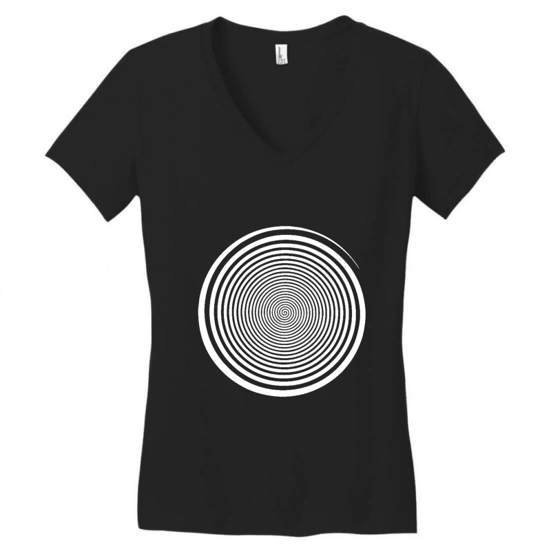 White Swirl Self Hypnosis   Hypnotic Trance Trippy Spiral Pullover Hoo Women's V-Neck T-Shirt by Leslietorresw | Artistshot