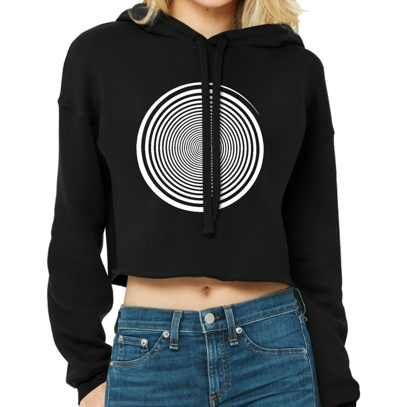 White Swirl Self Hypnosis   Hypnotic Trance Trippy Spiral Pullover Hoo Cropped Hoodie by Leslietorresw | Artistshot