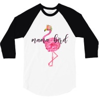 Flower Pink Mama Bird Momma Flamingo Summer Sea 2019 Floral 3/4 Sleeve Shirt | Artistshot