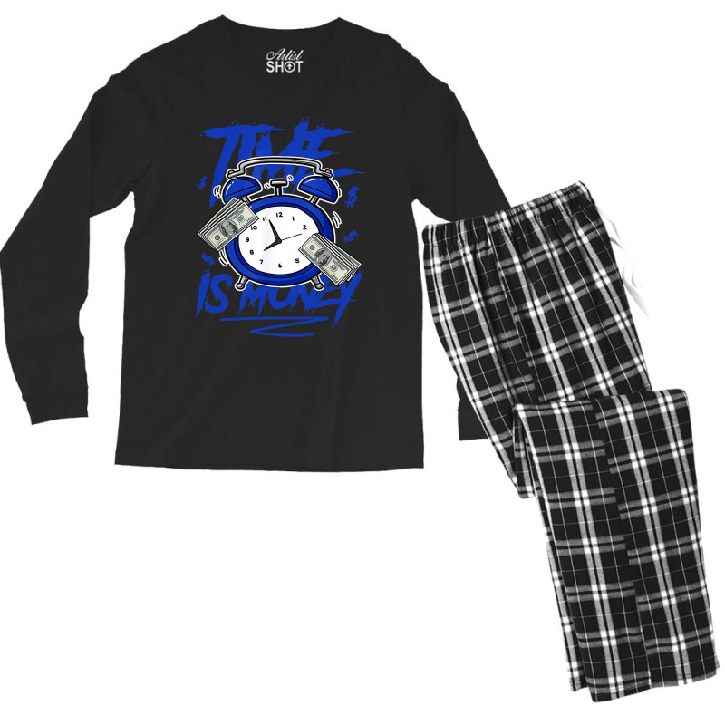 Racer Blue 5s  To Match Time Is Money Shoes 5 Racer Blue Men's Long Sleeve Pajama Set by cm-arts | Artistshot