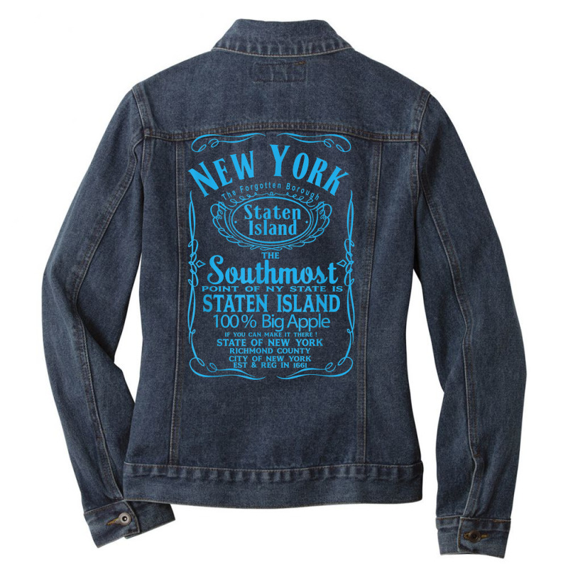 New York City Staten Island Usa United States T Shirt Ladies Denim Jacket by cm-arts | Artistshot