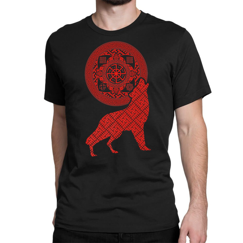 Svetoch Double Kolovrat Slavic God Symbol With Wolf Premium T Shirt Classic T-shirt by cm-arts | Artistshot