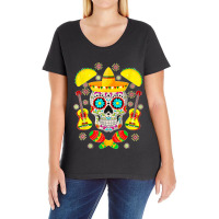 Fiesta Party Sugar Skull Rose Calavera Mexican Cinco De Mayo T Shirt Ladies Curvy T-shirt | Artistshot