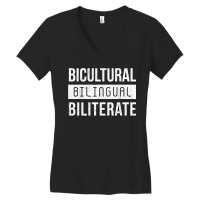 Bicultural Bilingual Bilterate Language Spanish Teacher Esl T Shirt Women's V-neck T-shirt | Artistshot