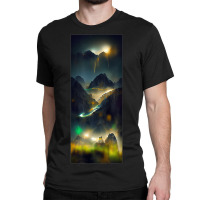 Quasar In Motion Across The Night Sky Mountain Blur Northern Classic T-shirt | Artistshot