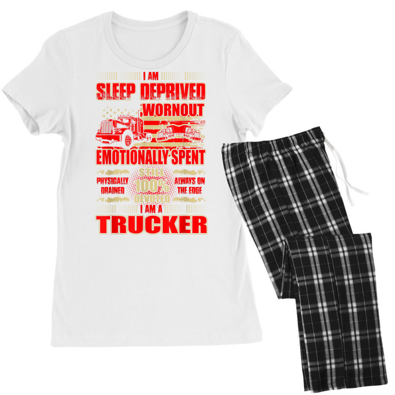 Sleep Deprived Worn Out 100 Devoted Trucker Tshirt Women's Pajamas Set by cm-arts | Artistshot