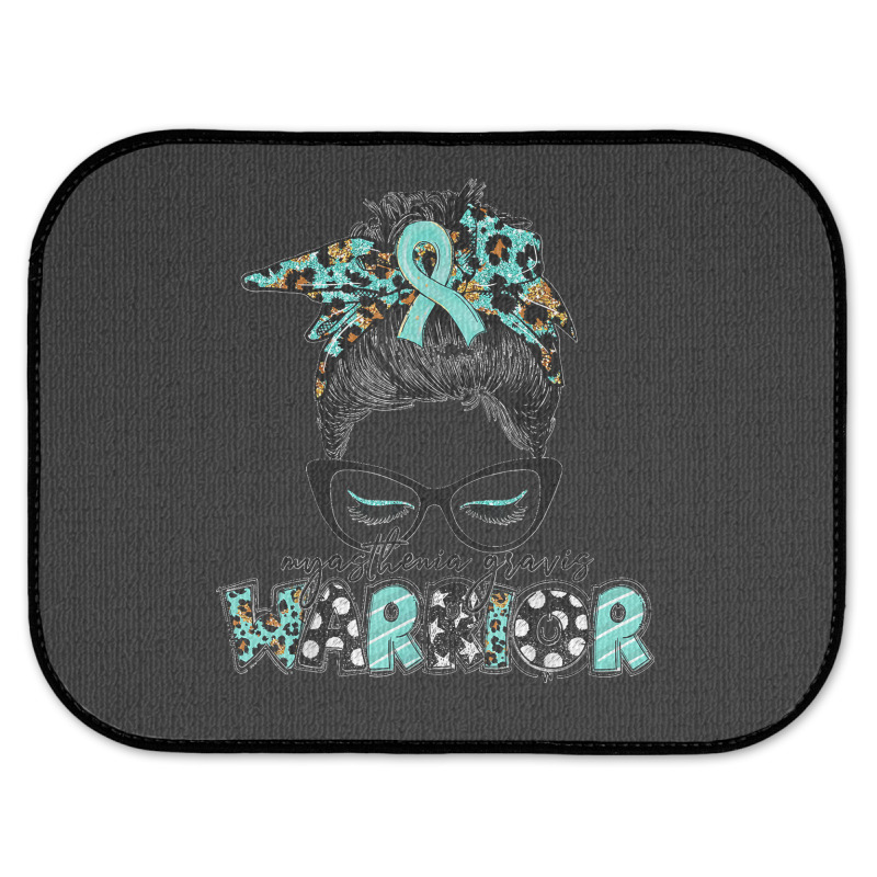 Messy Bun Women Teal Ribbon Myasthenia Gravis Warrior T Shirt Rear Car Mat | Artistshot