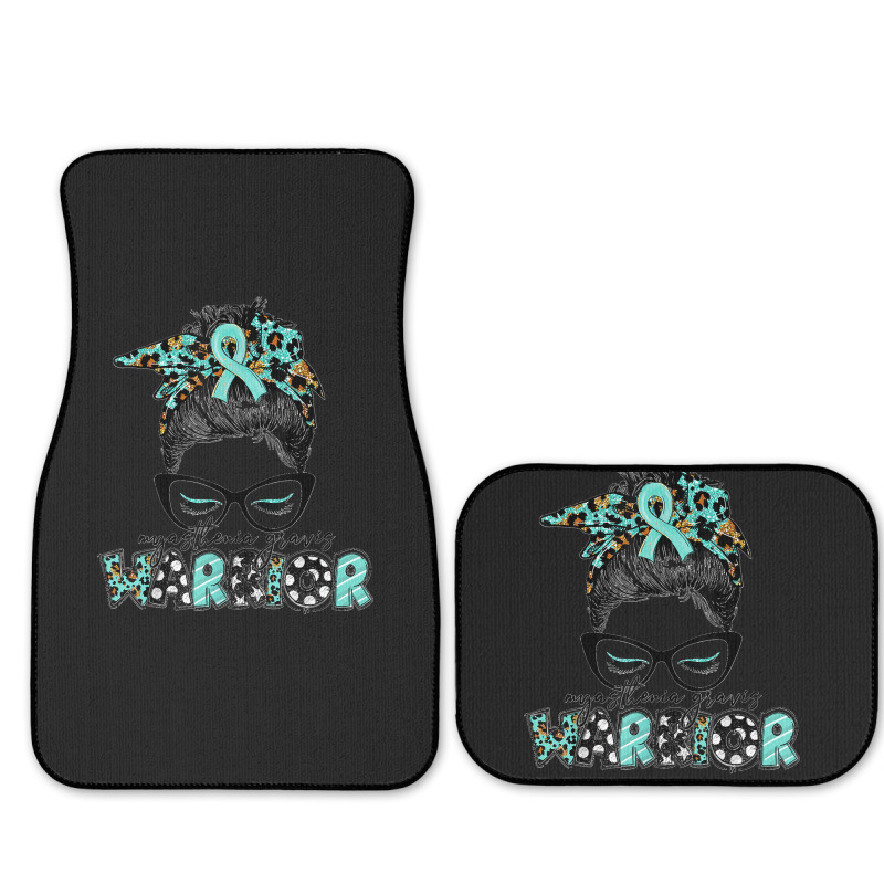 Messy Bun Women Teal Ribbon Myasthenia Gravis Warrior T Shirt Full Set Car Mats | Artistshot