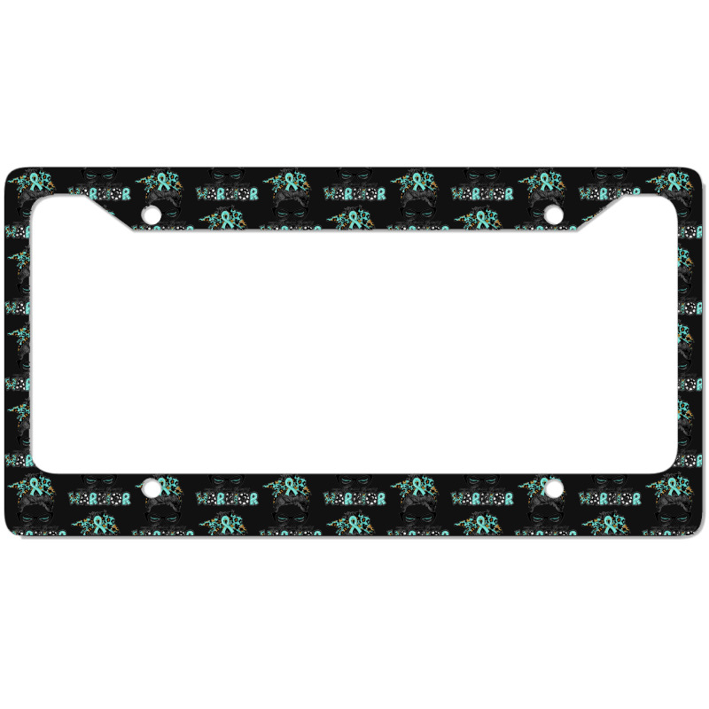 Messy Bun Women Teal Ribbon Myasthenia Gravis Warrior T Shirt License Plate Frame | Artistshot