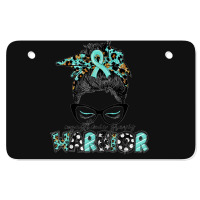 Messy Bun Women Teal Ribbon Myasthenia Gravis Warrior T Shirt Atv License Plate | Artistshot