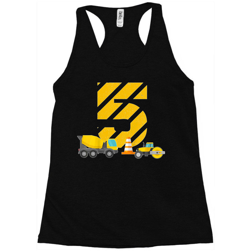 Kids 5th Birthday Boy Construction Worker Construction Site T Shirt Racerback Tank by DonnaLee | Artistshot