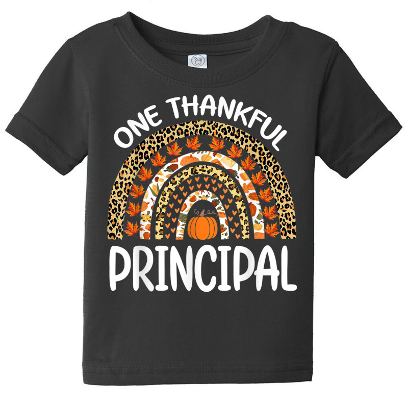 One Thankful Principal Thanksgiving Rainbow Leopard Fall Baby Tee by bambi | Artistshot