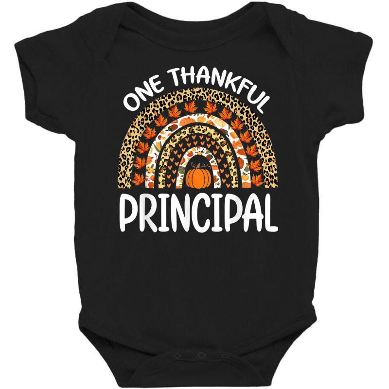 One Thankful Principal Thanksgiving Rainbow Leopard Fall Baby Bodysuit by bambi | Artistshot