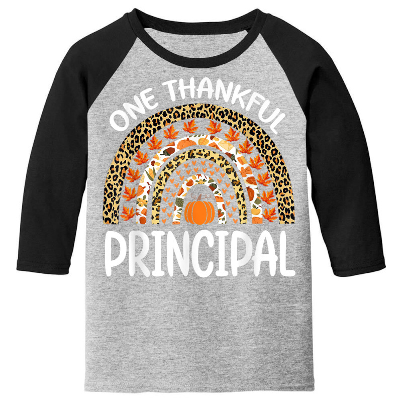 One Thankful Principal Thanksgiving Rainbow Leopard Fall Youth 3/4 Sleeve by bambi | Artistshot