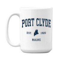 Port Clyde Maine Me Vintage Athletic Navy Sports Design 15 Oz Coffee Mug | Artistshot