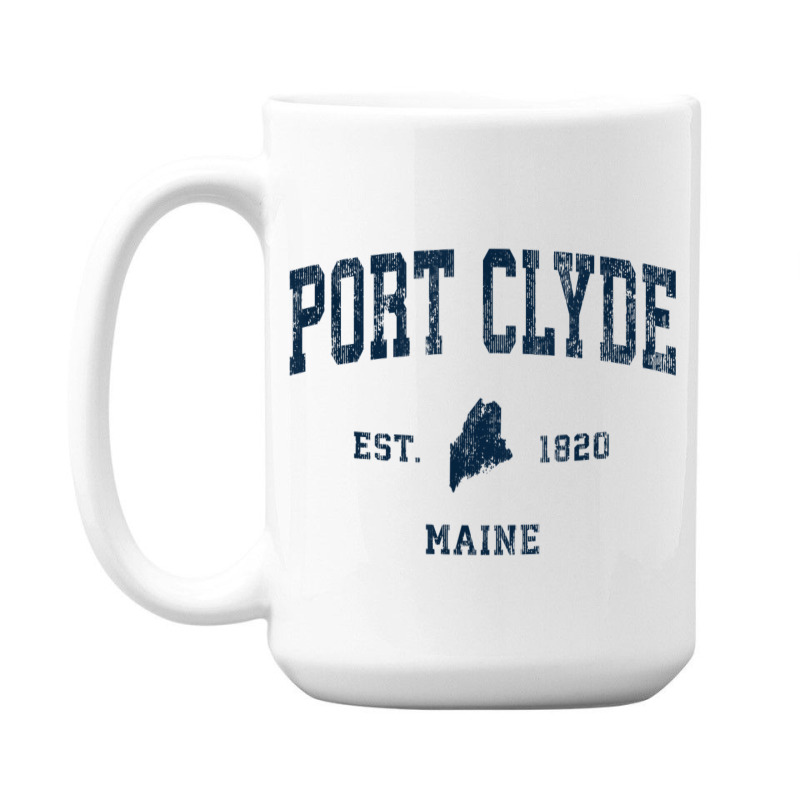 Port Clyde Maine Me Vintage Athletic Navy Sports Design 15 Oz Coffee Mug | Artistshot