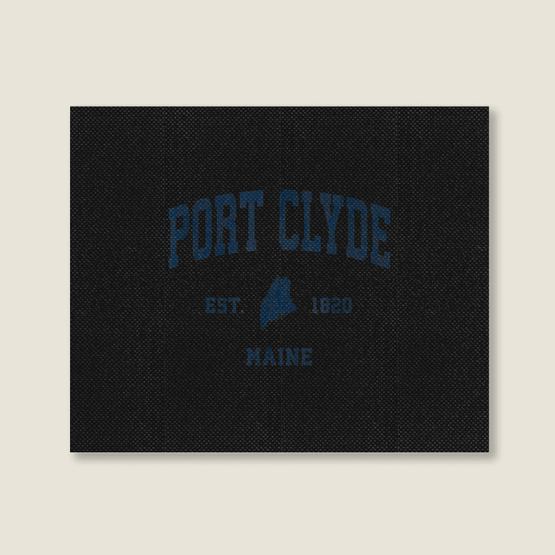 Port Clyde Maine Me Vintage Athletic Navy Sports Design Landscape Canvas Print | Artistshot