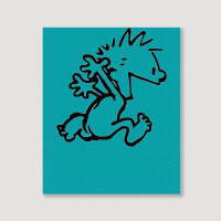 Calvin & Hobbes Comic Running Naked Portrait Canvas Print | Artistshot