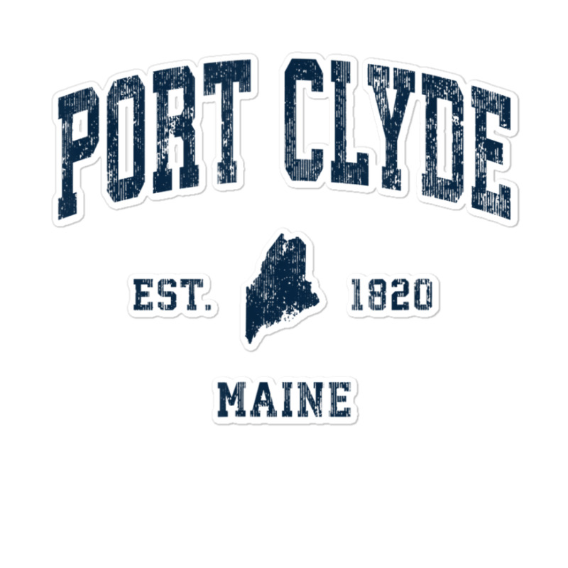 Port Clyde Maine Me Vintage Athletic Navy Sports Design Sticker | Artistshot