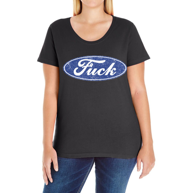 Fuck Distressed Ladies Curvy T-Shirt by cm-arts | Artistshot