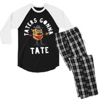 Mustache Cowboy Potato Taters Gonna Tate Funny Tate Tot Food T Shirt C Men's 3/4 Sleeve Pajama Set | Artistshot