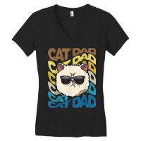 Retro Vintage Cool Exotic Shorthair Cat Dad Kitty Dad Women's V-neck T-shirt | Artistshot