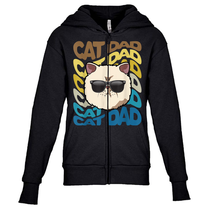 Retro Vintage Cool Exotic Shorthair Cat Dad Kitty Dad Youth Zipper Hoodie by Scout | Artistshot