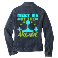 Meet Me At The Arcade Video Game Game Nerd Streamer Ladies Denim Jacket | Artistshot