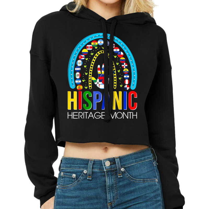 National Hispanic Heritage Month Rainbow Latin Flags Cropped Hoodie by Blimpie | Artistshot