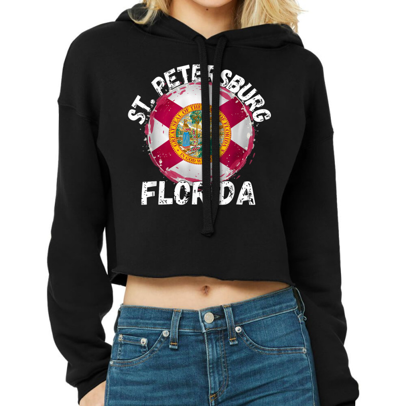 Retro St. Petersburg Florida Apparel Cropped Hoodie by Fly | Artistshot