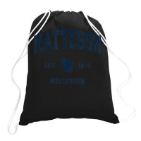 Matteson Wisconsin Wi Vintage Athletic Navy Sports Design Drawstring Bags | Artistshot