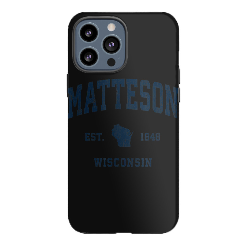 Matteson Wisconsin Wi Vintage Athletic Navy Sports Design Iphone 13 Pro Max Case | Artistshot