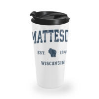 Matteson Wisconsin Wi Vintage Athletic Navy Sports Design Travel Mug | Artistshot