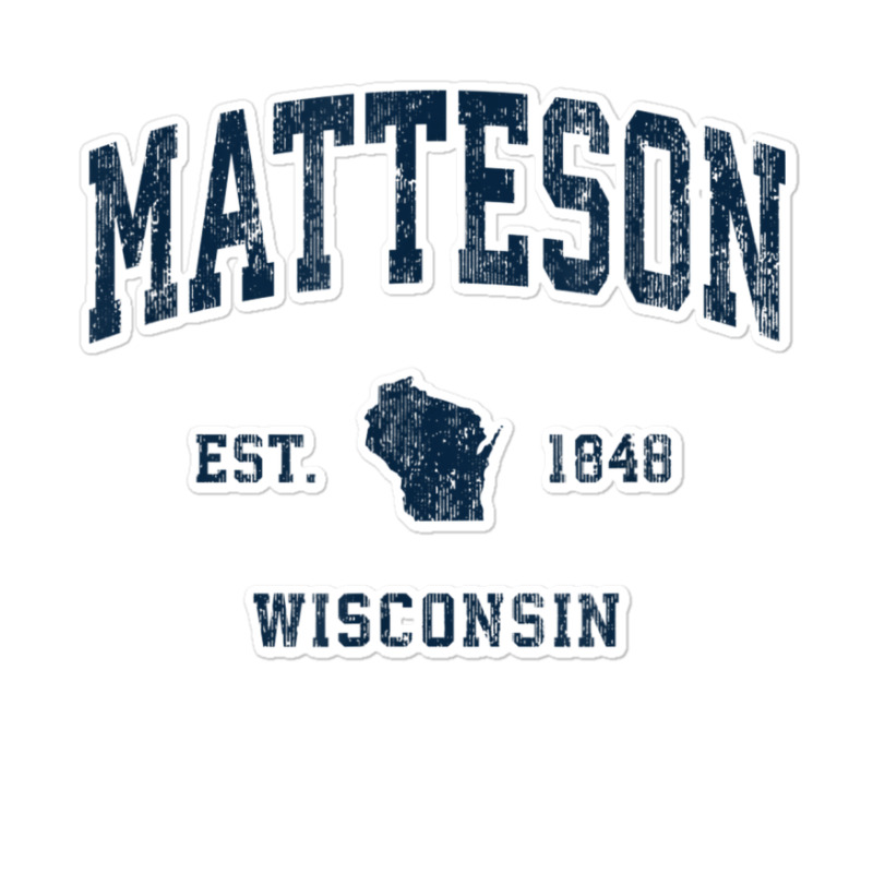 Matteson Wisconsin Wi Vintage Athletic Navy Sports Design Sticker | Artistshot