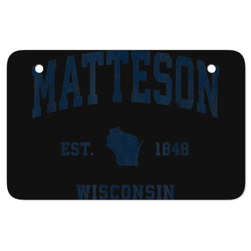 Matteson Wisconsin Wi Vintage Athletic Navy Sports Design Atv License Plate | Artistshot