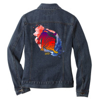 Leo Zodiac Watercolor Ladies Denim Jacket | Artistshot