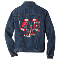 Ice Hockey Heart Valentines Day Love Gift Boys Girls Goalie Men Denim Jacket | Artistshot