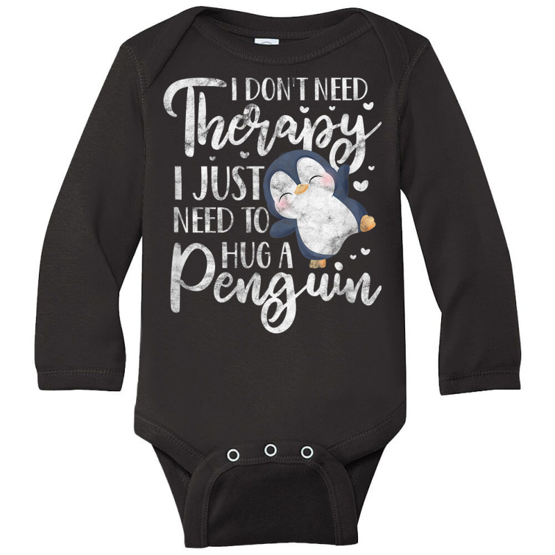 Penguin Therapy Sea Ocean Arctic Bird Distressed Long Sleeve Baby Bodysuit by Hulk | Artistshot