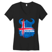 Iceland Flag Soccer Icelandic Football Fan Women's V-neck T-shirt | Artistshot