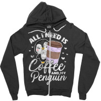 Penguin Coffee Sea Bird Lovers Distressed Zipper Hoodie | Artistshot