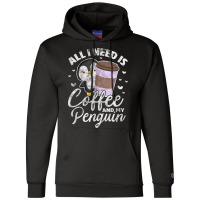 Penguin Coffee Sea Bird Lovers Distressed Champion Hoodie | Artistshot