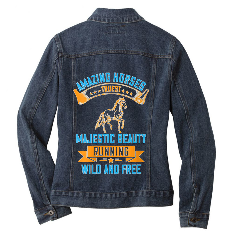 Womens Amazing Horses Truest Majestic Beauty Running Wild And Free V N Ladies Denim Jacket by JillMarie | Artistshot