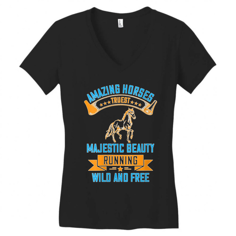 Womens Amazing Horses Truest Majestic Beauty Running Wild And Free V N Women's V-Neck T-Shirt by JillMarie | Artistshot